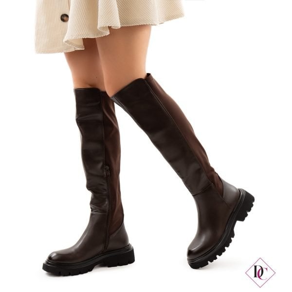 stivali cuissardes marrone gambale in lycra elasticizzato de caro calzature (1)