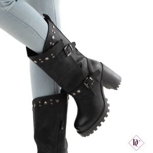 stivali neri anfibi con tacco alto de caro calzature 1