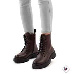 anfibi bordeaux con lacci alla caviglia tacco comodo de caro calzature (2)