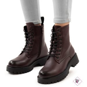 anfibi bordeaux con lacci alla caviglia tacco comodo de caro calzature (4)