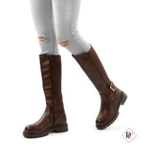 anfibi marrone con gambale elasticizzato curvy stivali de caro calzature (4)