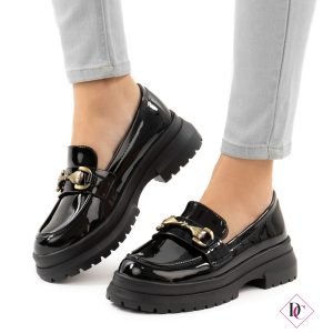 mocassini neri lucidi con tacco comodo de caro calzature 5