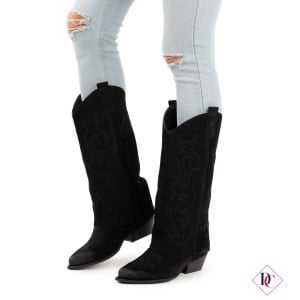 stivali texani neri scamosciati vera pelle tacco basso de caro calzature (2)