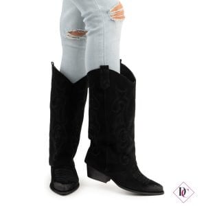 stivali texani neri scamosciati vera pelle tacco basso de caro calzature (3)