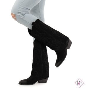 stivali texani neri scamosciati vera pelle tacco basso de caro calzature (4)