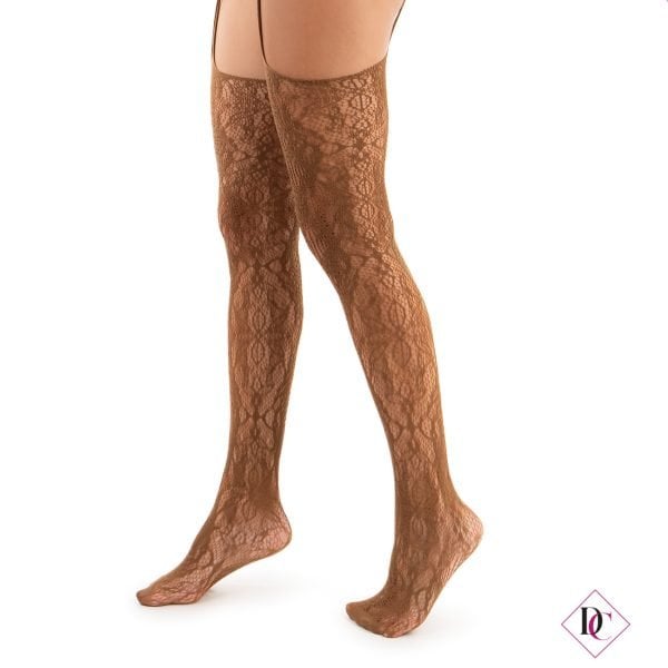 calze autoreggenti pizzo marrone collant elasticizzati de caro calzature (3)