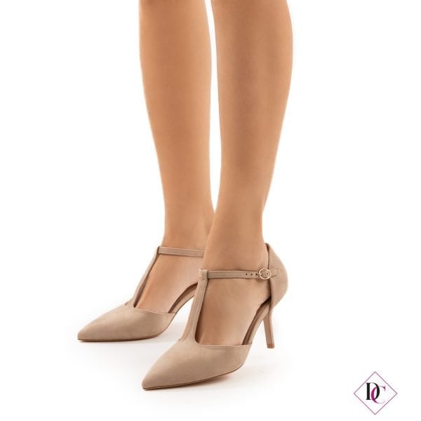 elegant khaki Charleston pumps with thin heel de caro footwear (2)
