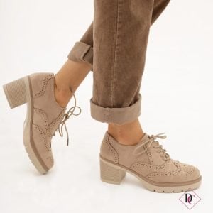 francesine camoscio beige tacco comodo de caro calzature