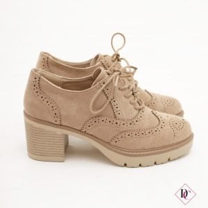 francesine camoscio beige tacco comodo de caro calzature 4