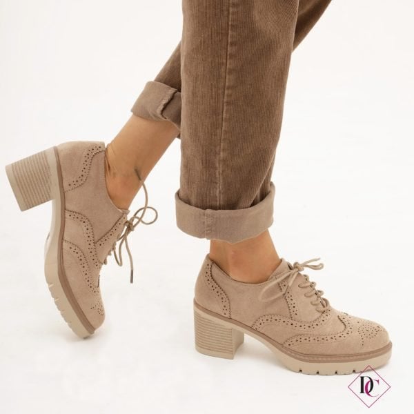 francesine camoscio beige tacco comodo de caro calzature