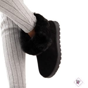 scarponcini bassi con pelliccia nero stivaletti de caro calzature (3)