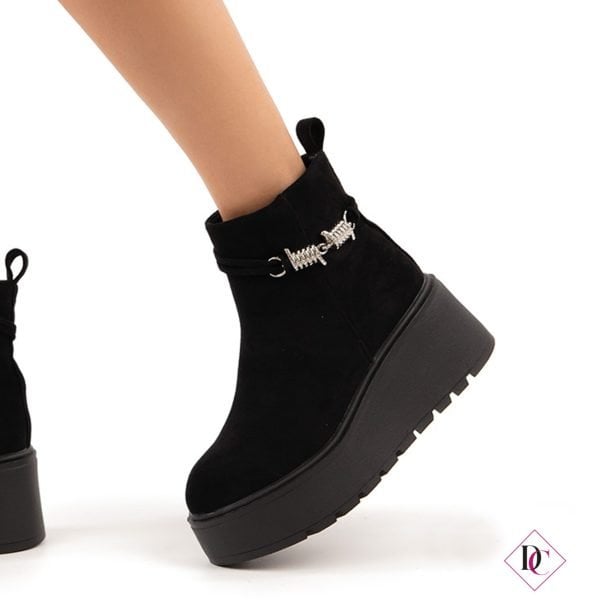Dernolsea Stivaletti Con Zeppa E Lacci In Ecopelle Nero Taglia 40 | Chelsea Boots Con Cerniera E Plateau