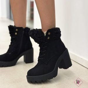 anfibi neri con pelliccia tacco comodo de caro calzature (2)