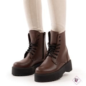 anfibi pelle marrone con zeppa platform de caro calzature (5)