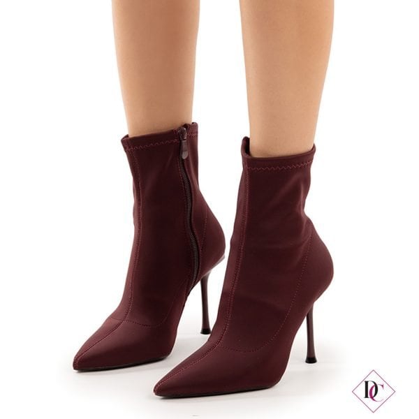 ڈی کیرو کے جوتے سے خوبصورت برگنڈی اونچی ہیل اسٹیلٹو ٹخنوں کے بوٹ (3)