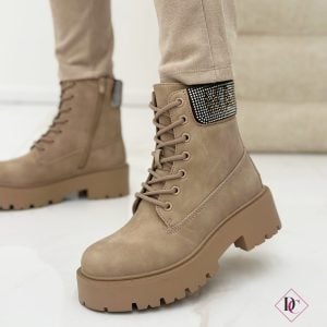 anfibi beige Marc Ellis con lacci e strass De Caro Calzature 5