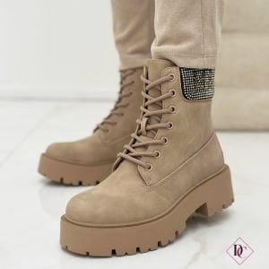 anfibi beige Marc Ellis con lacci e strass De Caro Calzature 6