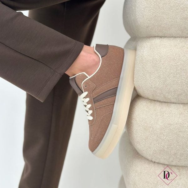 snaekers marrone con zeppa platform primavera estate de caro calzature (5)