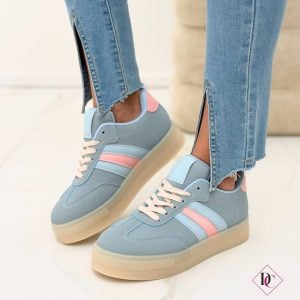 snarkers azzurra con zeppa platform primavera estate de caro calzature (1)