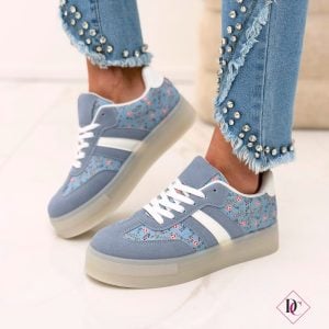 sneakers azzurro bianco a fiori primaverili de caro calzature (5)