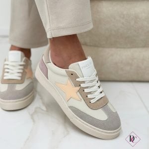 sneakers basse con stella beige rosa de caro calzature 1