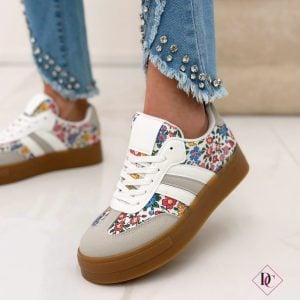 sneakers bianche grigie a fiori primaverili de caro calzature (5)