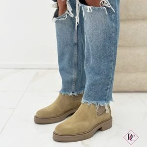 stivaletti bassi beige vera pelle con elastici de caro calzature 5