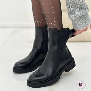 stivaletti bassi nero vera pelle con elastici de caro calzature 2