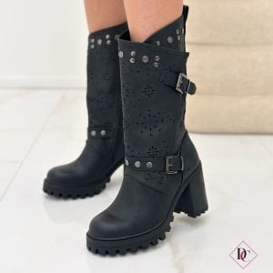 stivali neri primavera estate anfibi tacco alto de caro calzature (5)