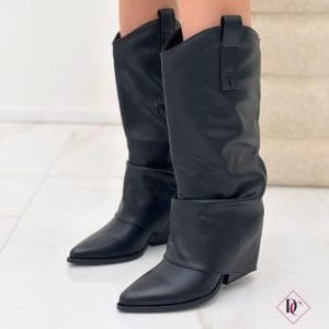 stivali texani neri con tacco primaverli estivi de caro calzature (1)