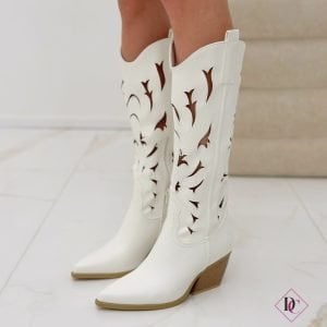 stivali traforati bianchi texani primavera estate de caro calzature (3)