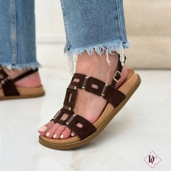 Brown soft anti-sweat low sandals from dear footwear (1)