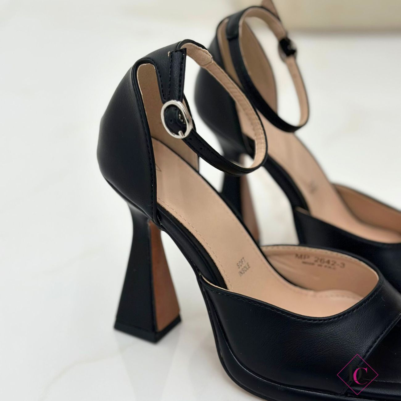 Sandales Sexy Marilyn Noires à Talon 7,5 Cm - Taille 38 EU - Marque Glamour - Neuves Avec Boîte