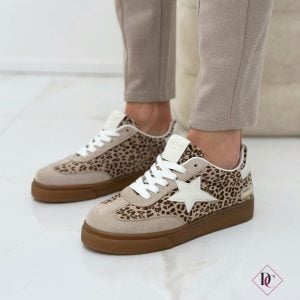 sneakers comode da passeggio beige leopardato de caro calzature (5)