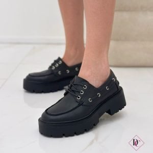 mocassini barca con suola carrarmato nero de caro calzature (7)