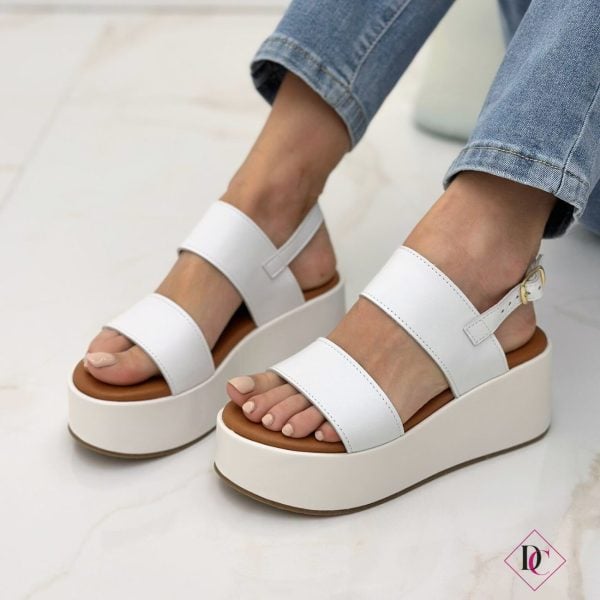 sandali bianchi con fasce e zeppa comoda vera pelle de caro calzature (3)