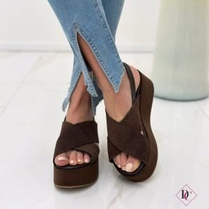 Sandali alti Veronica zatteroni vera pelle con zeppa platform