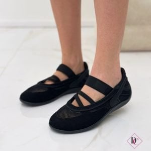 sneakers ballerine aperte con elastico nero de caro calzature (2)