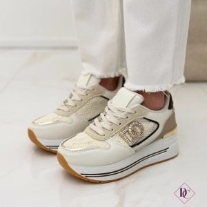 sneakers beige eleganti con zeppa alta de caro calzature (1)