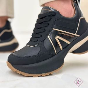 Sneakers Alexander Smith mod.Victoria con zeppa alta nero oro de caro calzature (6)