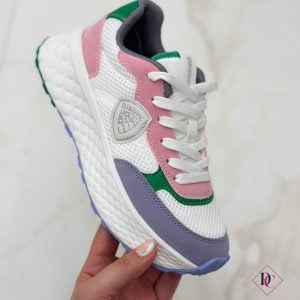 Zapatillas Blauer blancas y rosas, estilo casual chic con cuña ligera, calzado De Caro (6)