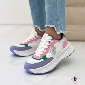 Zapatillas Blauer blancas y rosas, estilo casual chic con cuña ligera, calzado De Caro (8)
