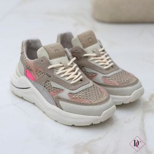 Zapatillas deportivas DATE Fuga de piel auténtica y tejido de ganchillo.