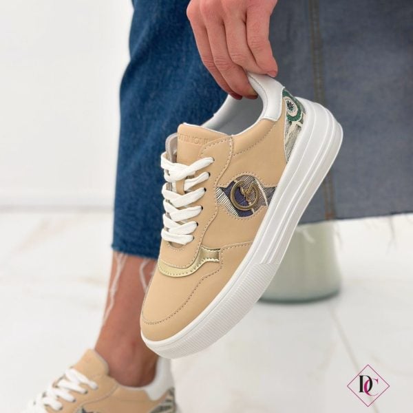 Zapatillas Gattinoni beige con cuña cómoda, calzado casual elegante de caro (1)