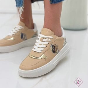 Zapatillas Gattinoni beige con cuña cómoda, calzado casual elegante de caro (4)