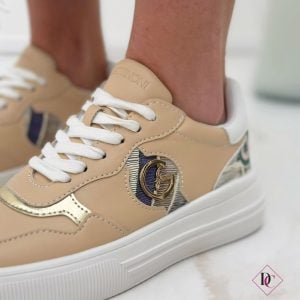 Zapatillas Gattinoni beige con cuña cómoda, calzado casual elegante de caro (7)