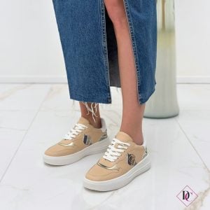 Zapatillas Gattinoni beige con cuña cómoda, calzado casual elegante de caro (8)