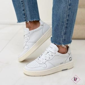 Sneakers bianche Date Court Calf bianco de caro calzature (2)