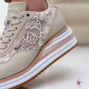 Sneakers eleganti Apepazza rosa con zeppa alta e pizzo de caro calzature (11)