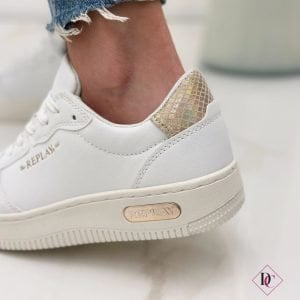 Sneakers firmate Replay bianco oro de caro calzature (4)